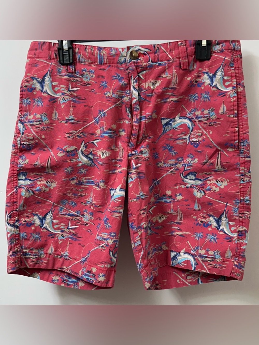 Chaps Pink Tropical Marlin Print Flat Front Shorts